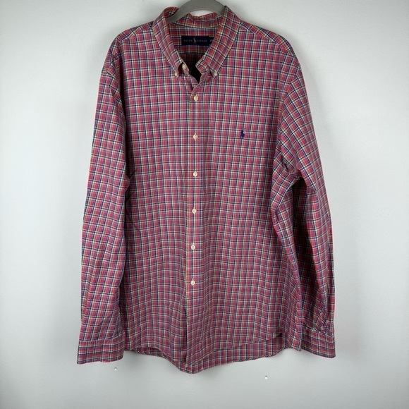 Ralph Lauren Classic-Fit Plaid Cotton Twill Button Front Shirt, XXL - Picture 1 of 9